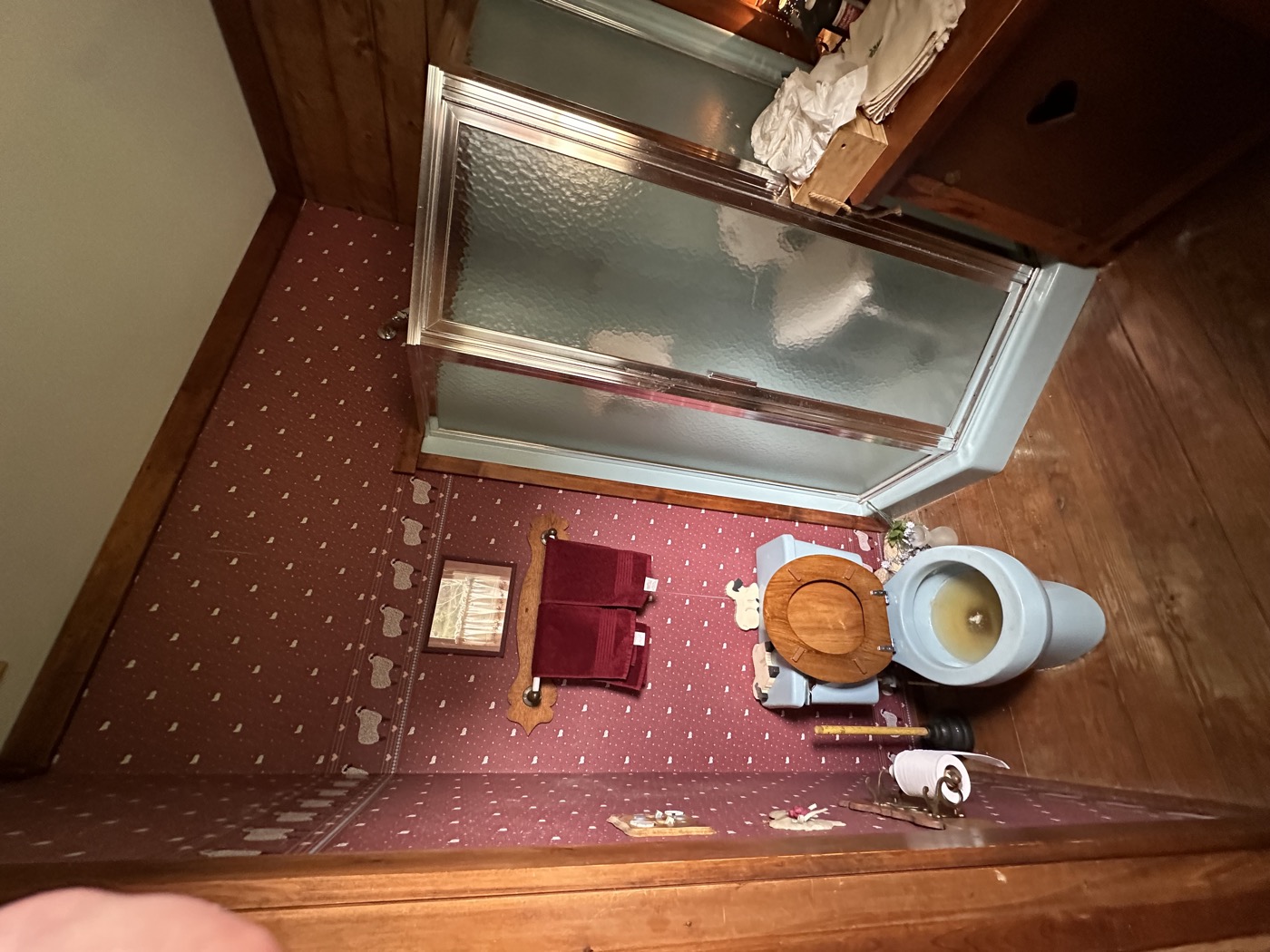 Master bathroom before remodel - corner shower